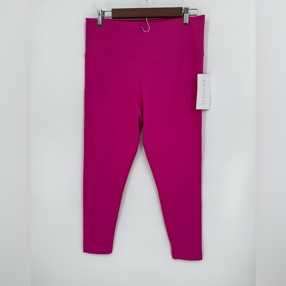 Athleta Aurora Tight Women's Ribbed Hot Pink Leggings NEW WITH TAGS Size XL